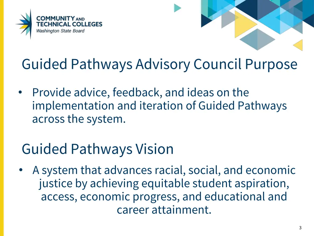guided pathways advisory council purpose