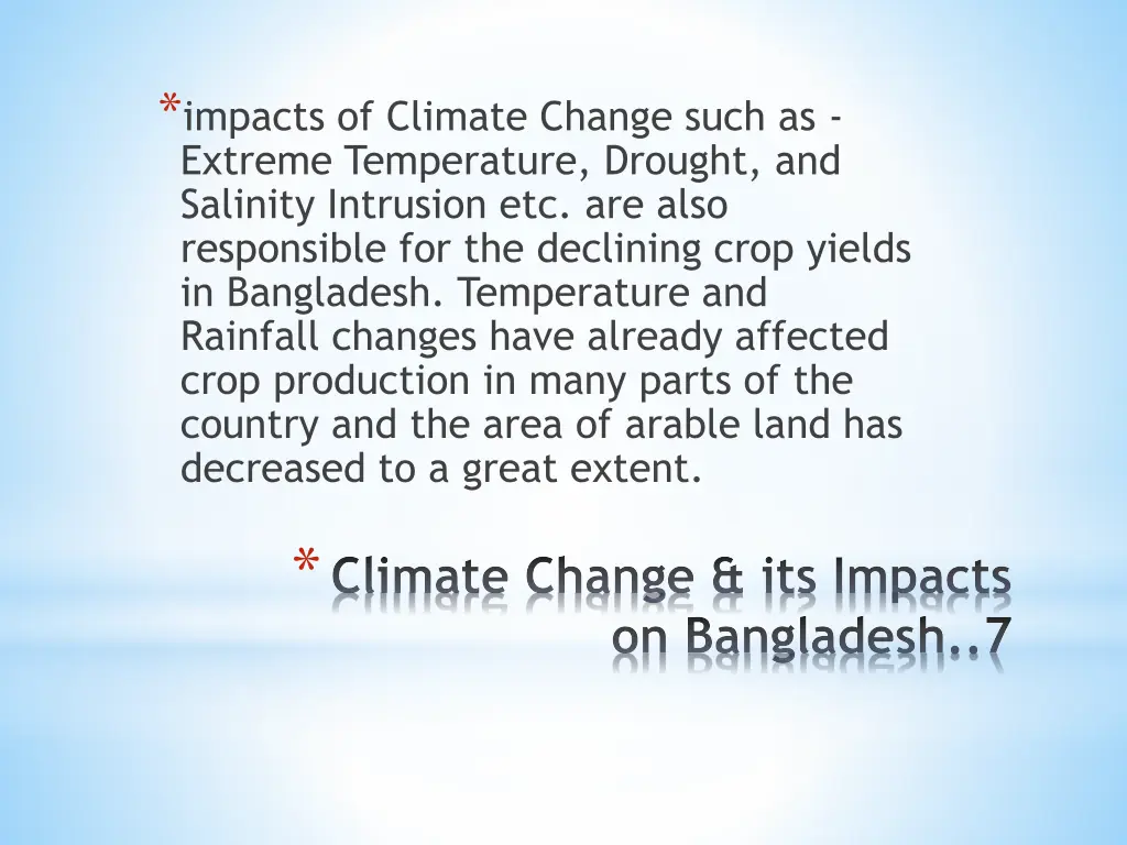 impacts of climate change such as extreme