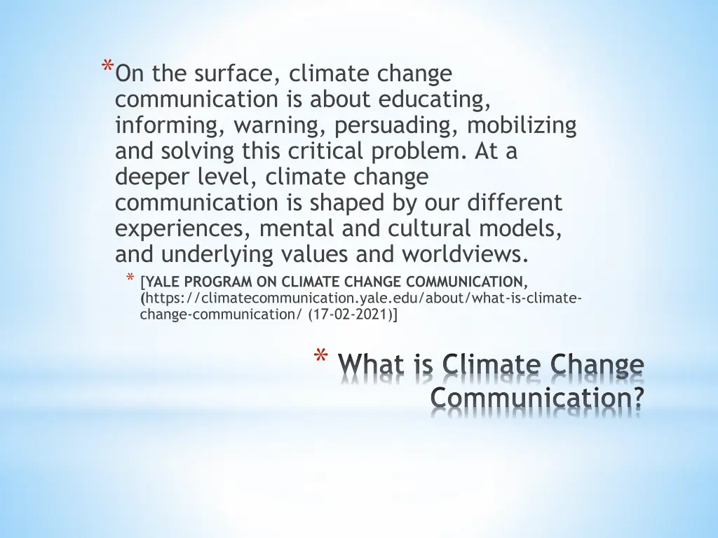 on the surface climate change communication
