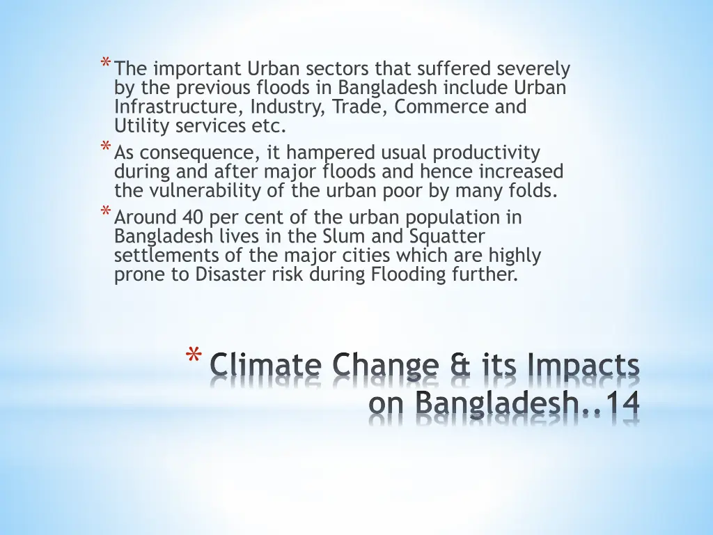 the important urban sectors that suffered