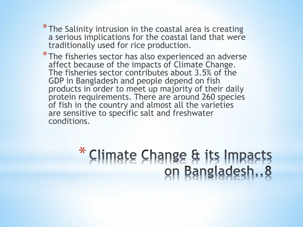 the salinity intrusion in the coastal area