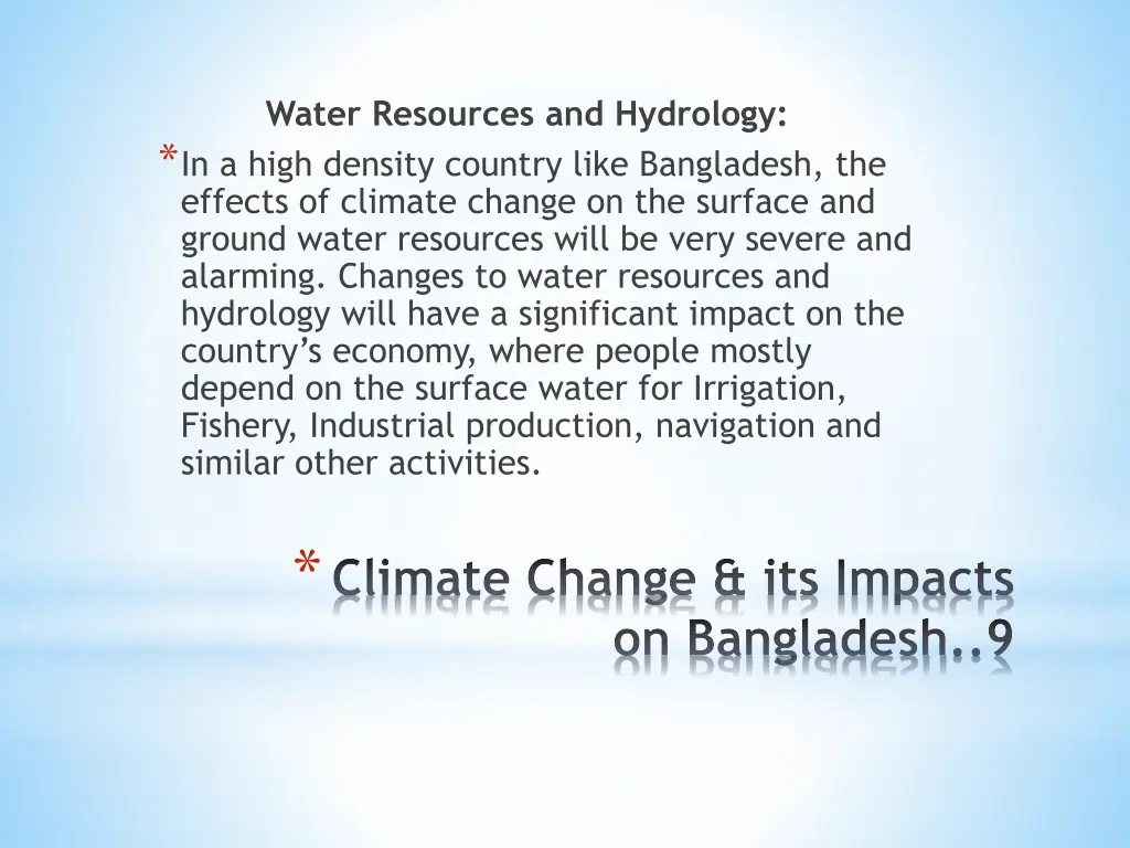 water resources and hydrology in a high density