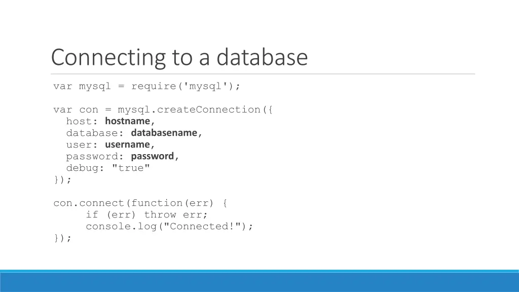 connecting to a database