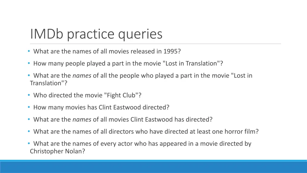 imdb practice queries
