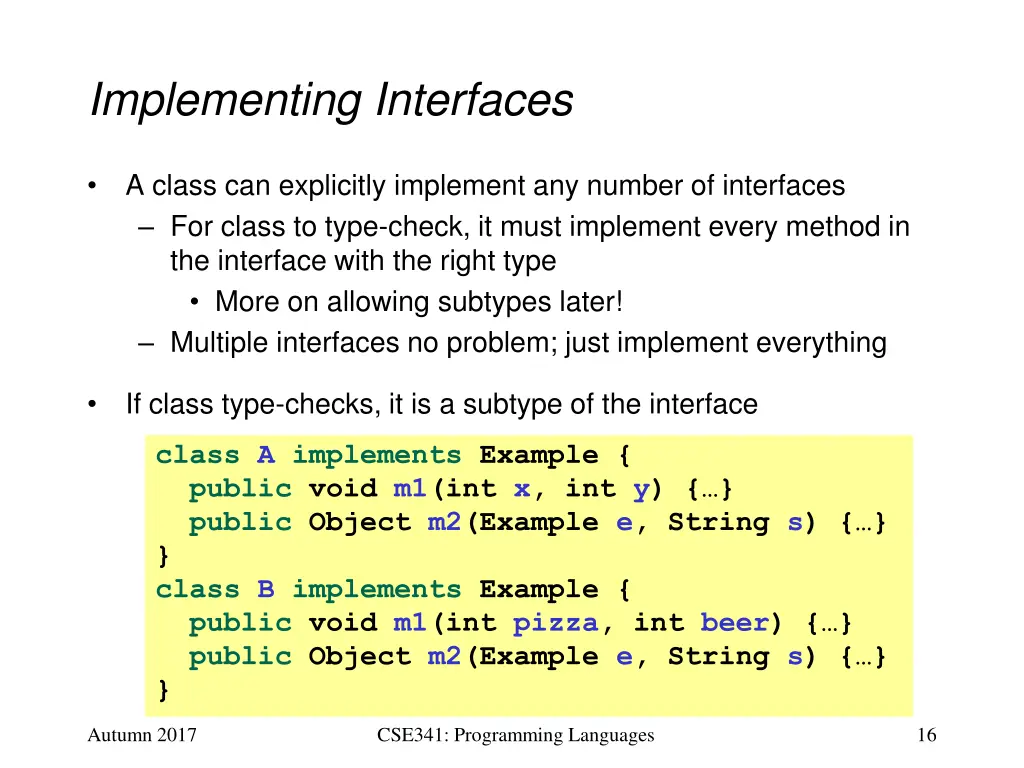 implementing interfaces