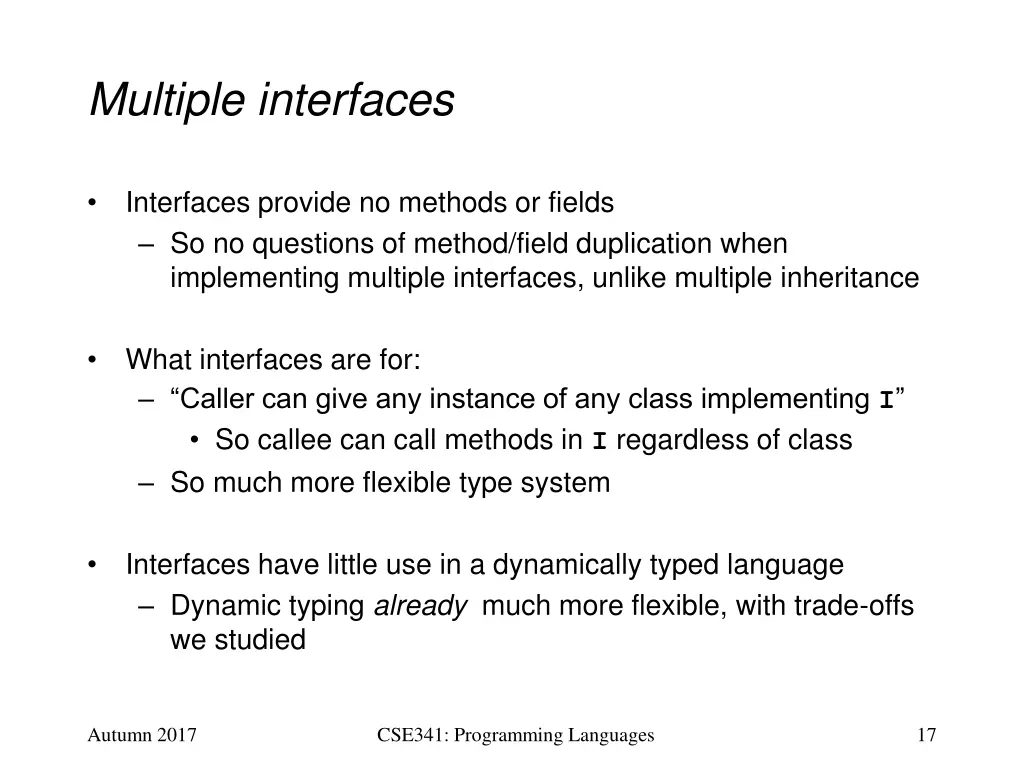 multiple interfaces