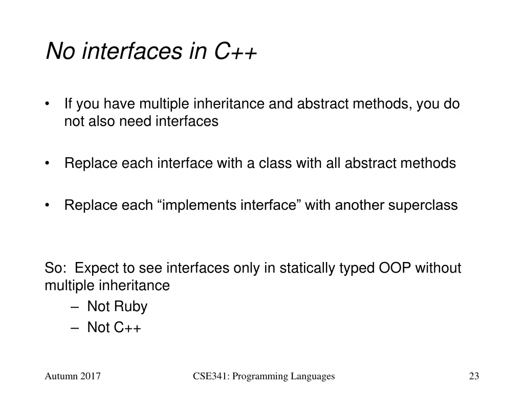 no interfaces in c