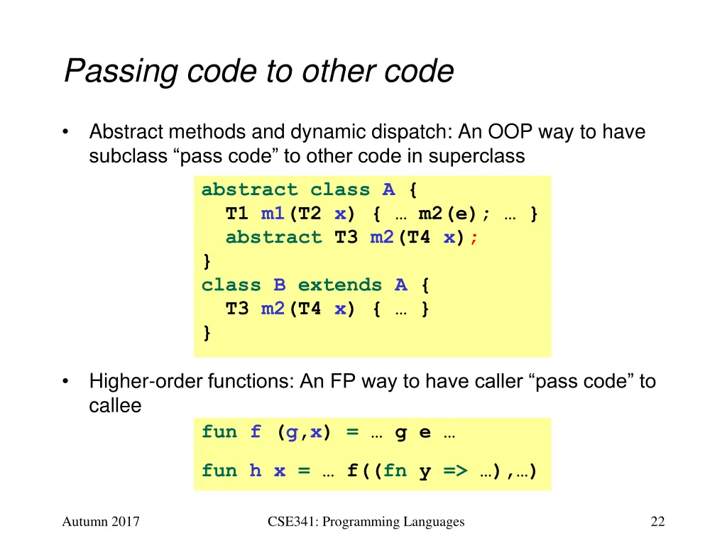 passing code to other code