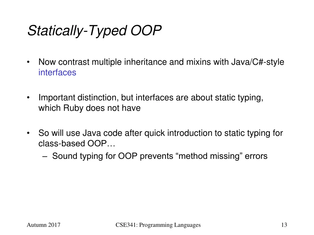 statically typed oop