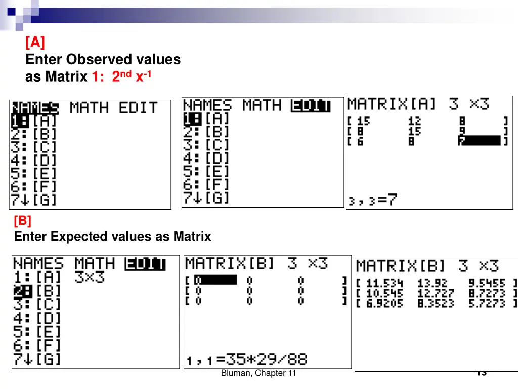 a enter observed values as matrix 1 2 nd x 1