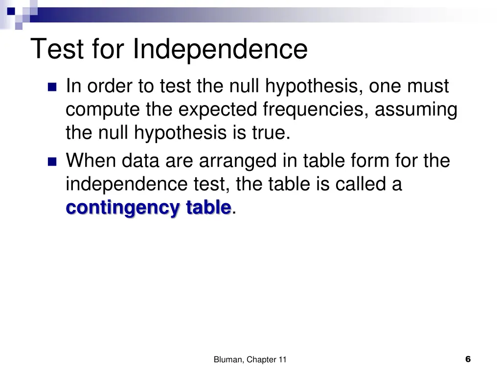 test for independence 1