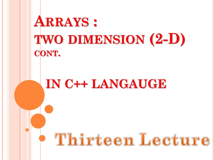 a rrays two dimension 2 d cont