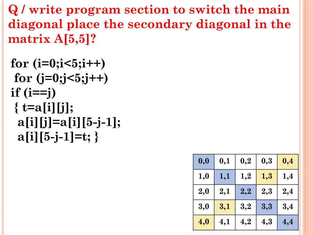 q write program section to switch the main