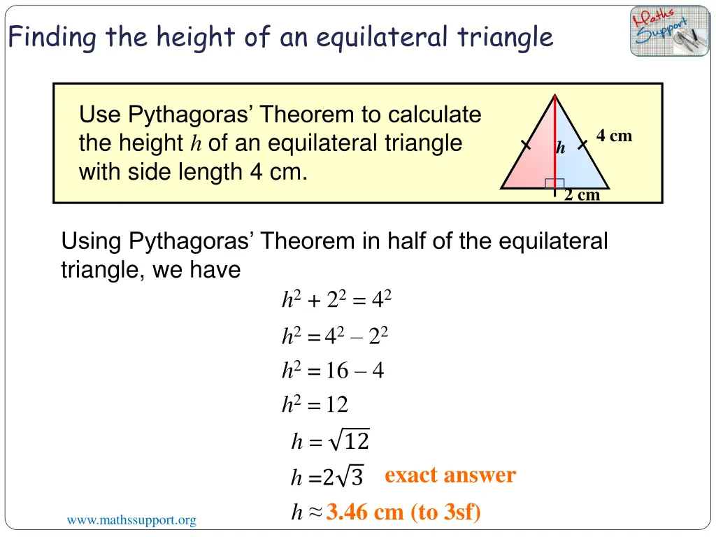 finding the height of an equilateral triangle