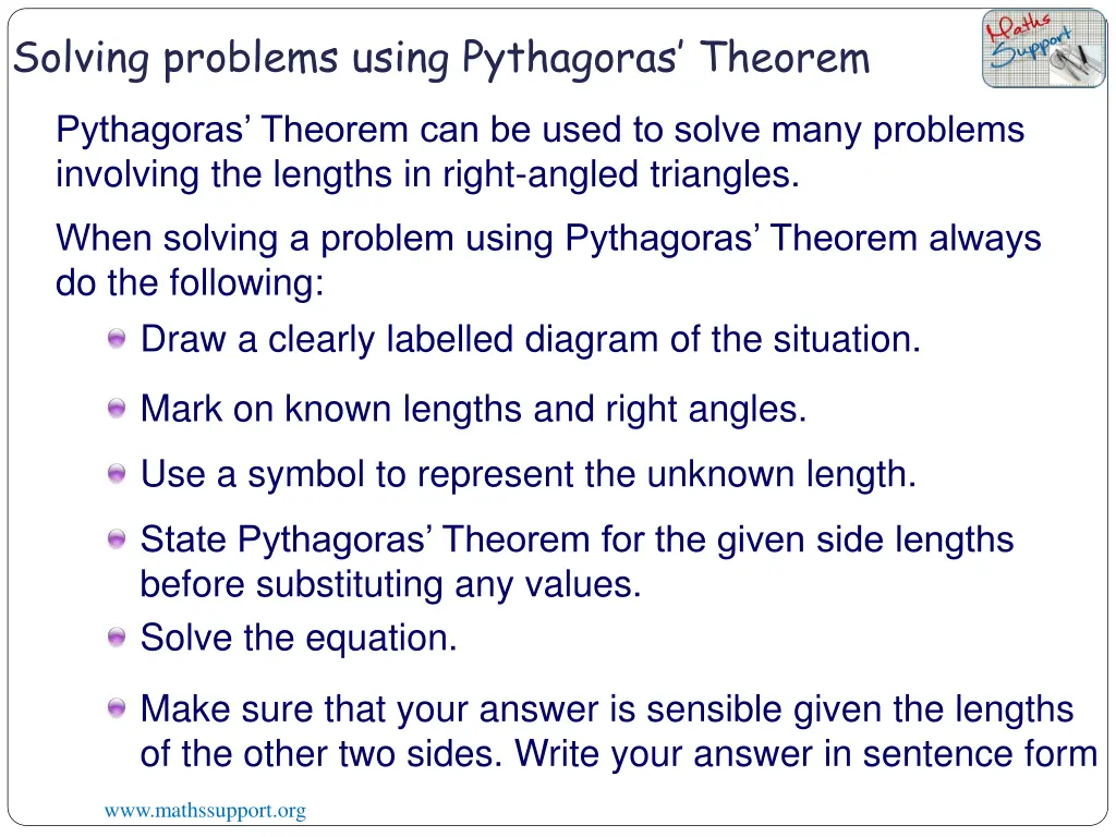 solving problems using pythagoras theorem