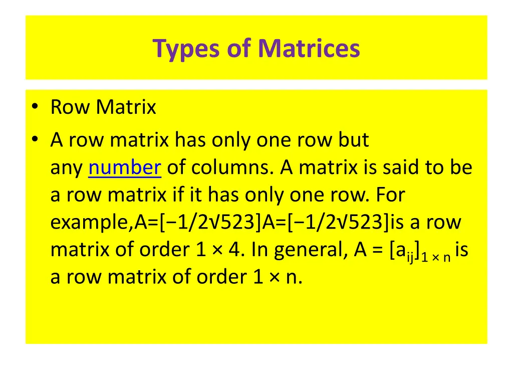 types of matrices