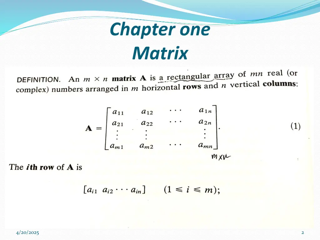 chapter one matrix