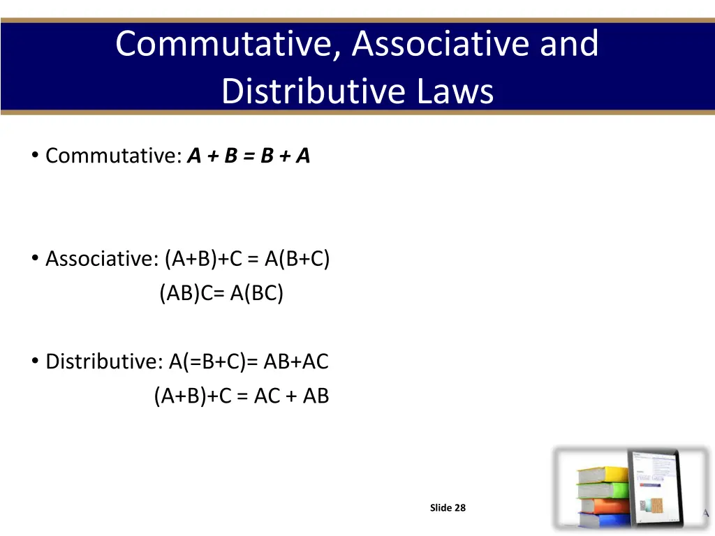 commutative associative and distributive laws