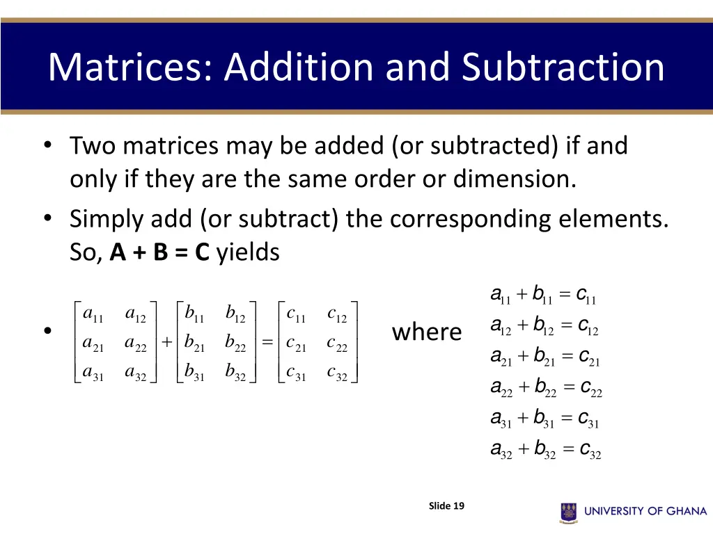 matrices addition and subtraction