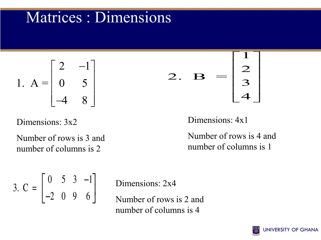matrices dimensions