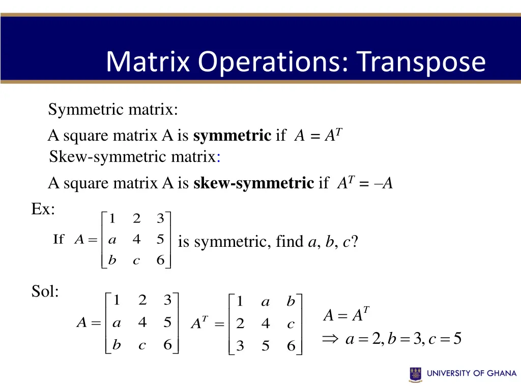 matrix operations transpose 1