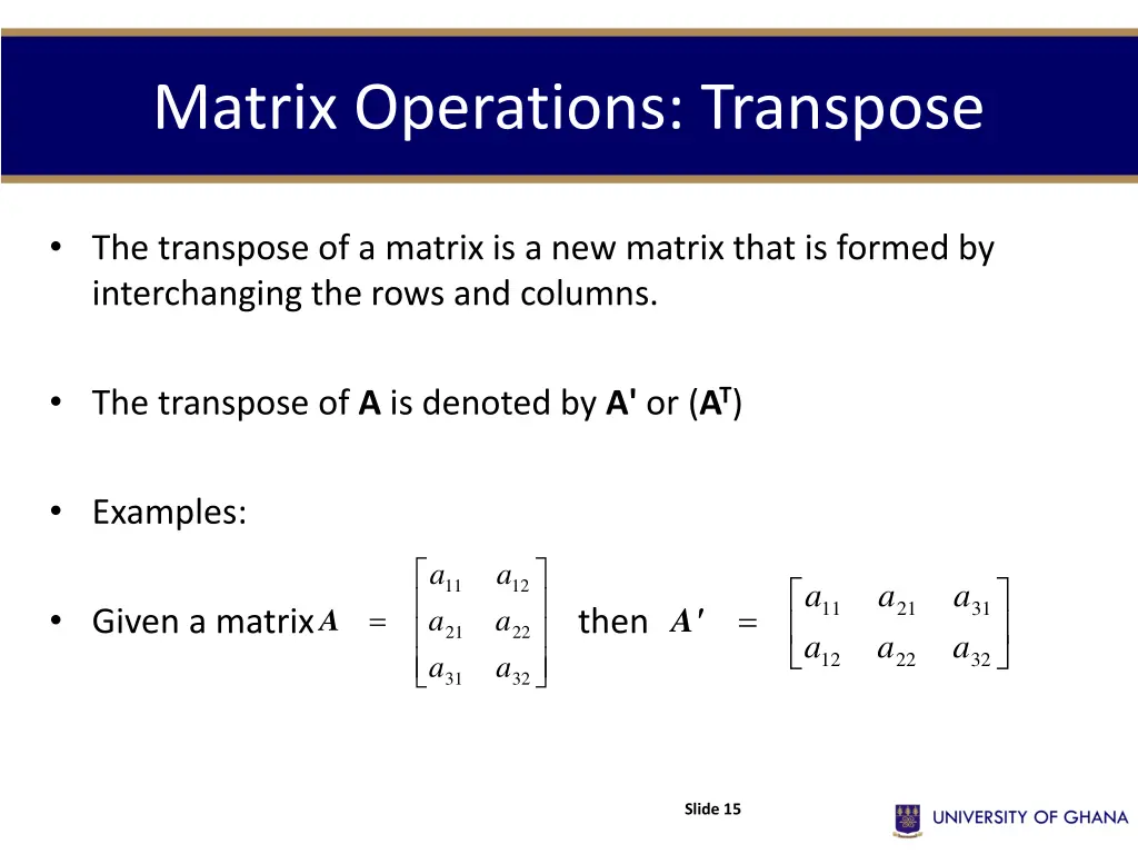 matrix operations transpose