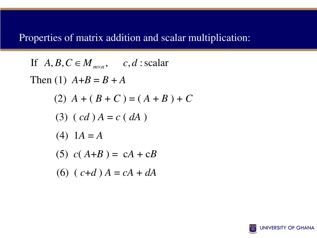 properties of matrix addition and scalar