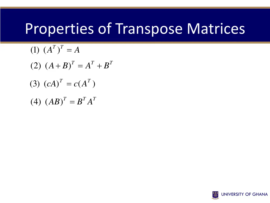properties of transpose matrices