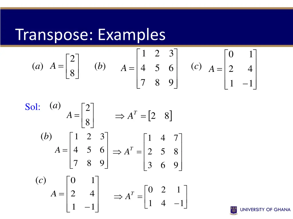 transpose examples