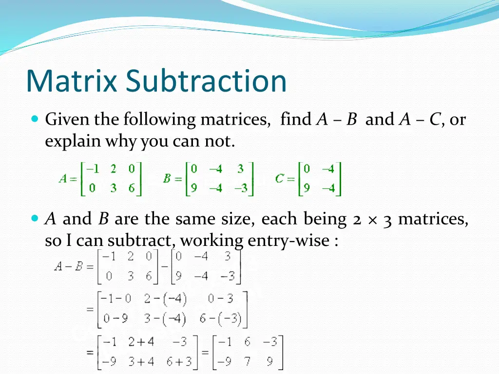 matrix subtraction