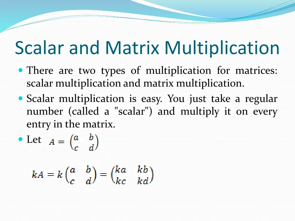 scalar and matrix multiplication