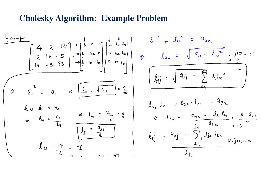 cholesky algorithm example problem 3