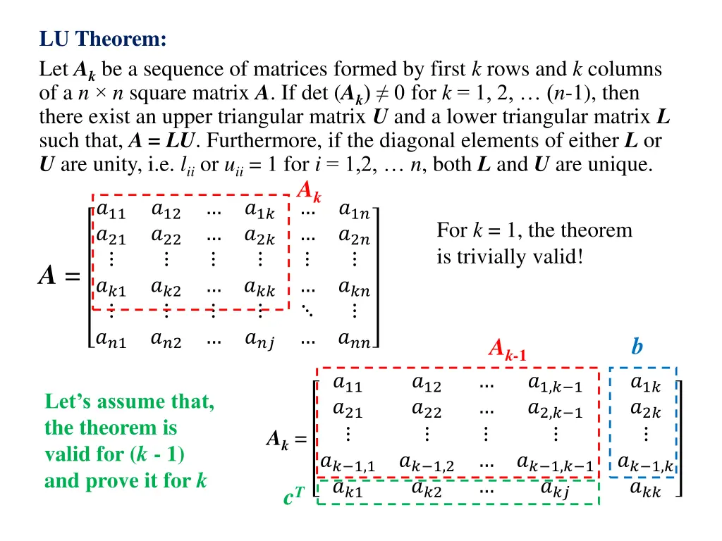 lu theorem let a k be a sequence of matrices