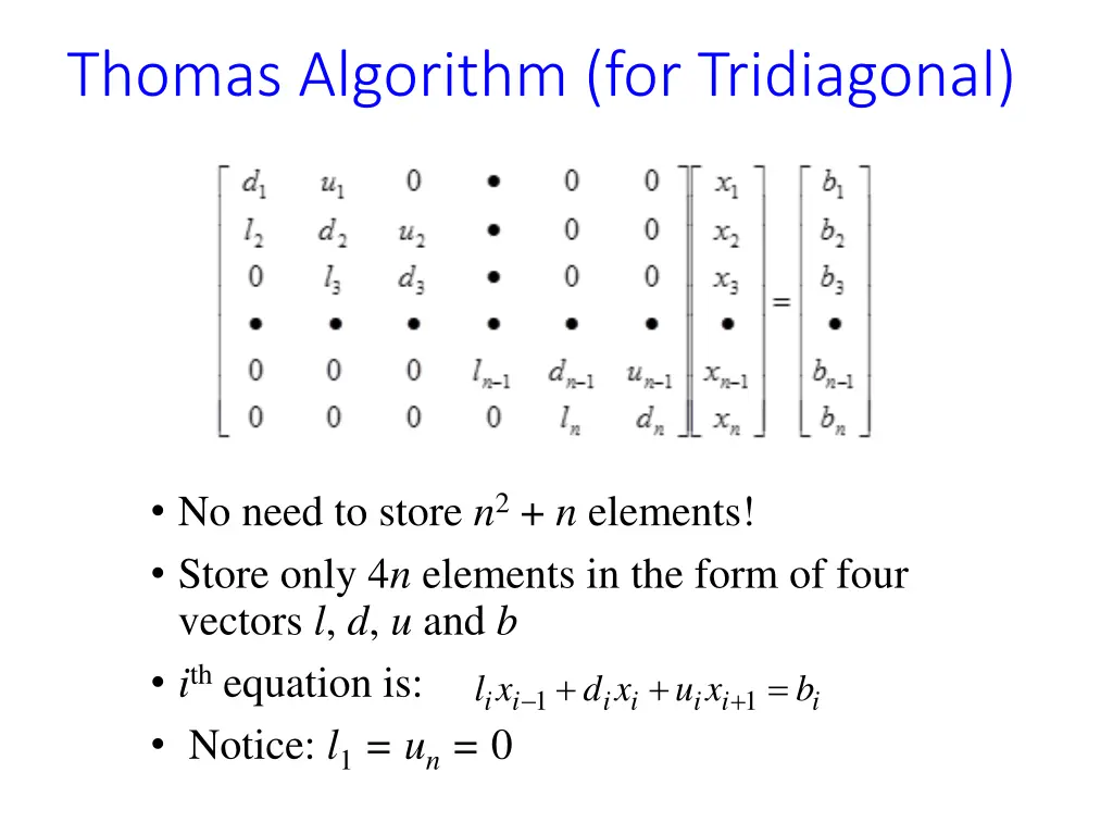 thomas algorithm for tridiagonal