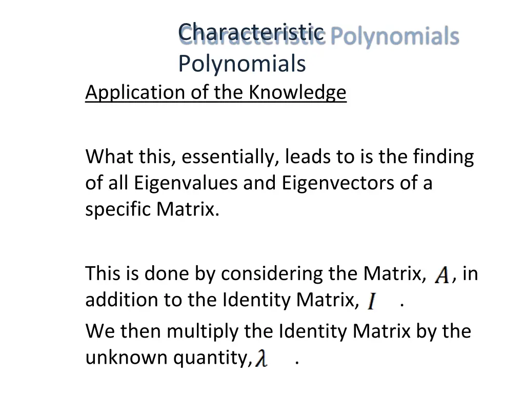 characteristic polynomials 1
