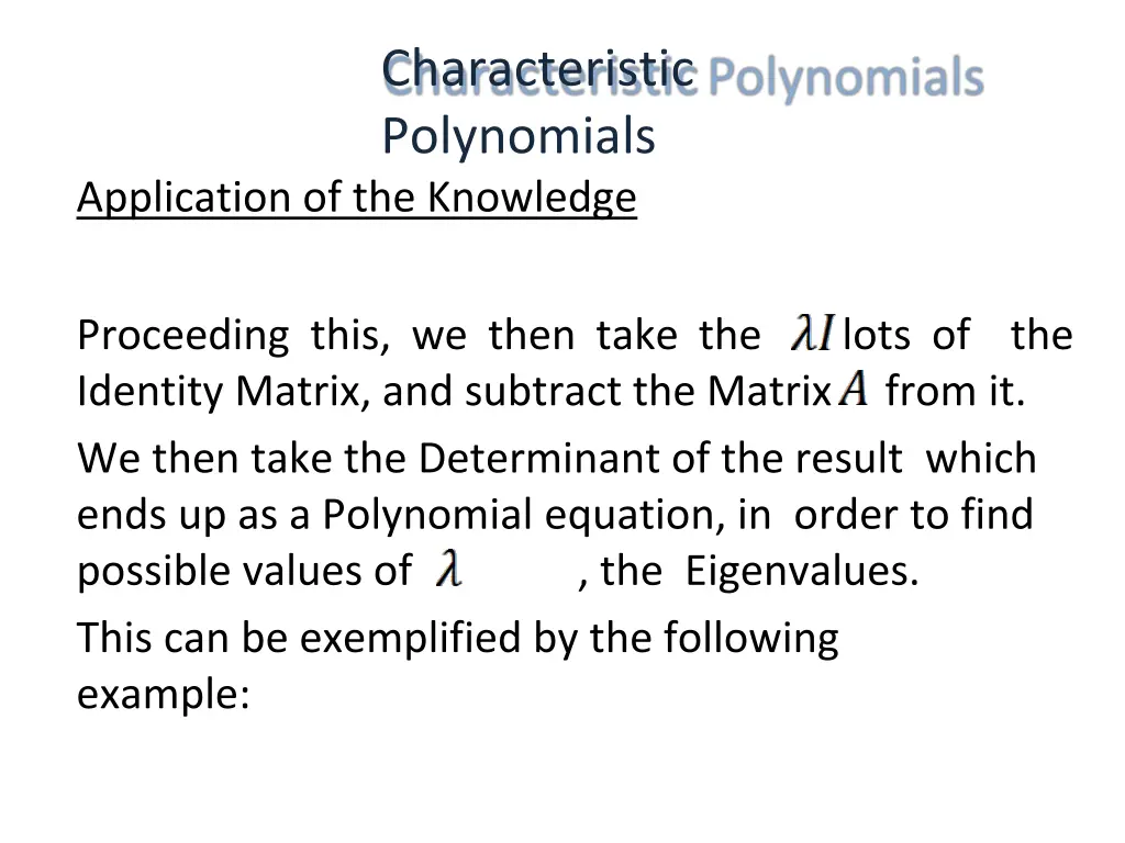 characteristic polynomials 2