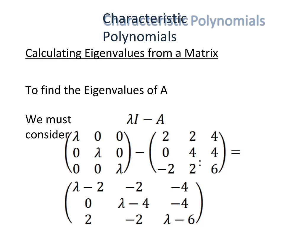 characteristic polynomials 3