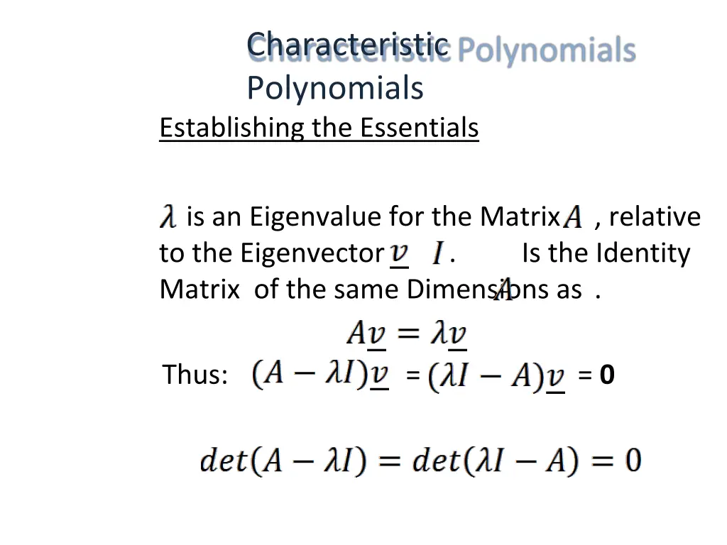 characteristic polynomials