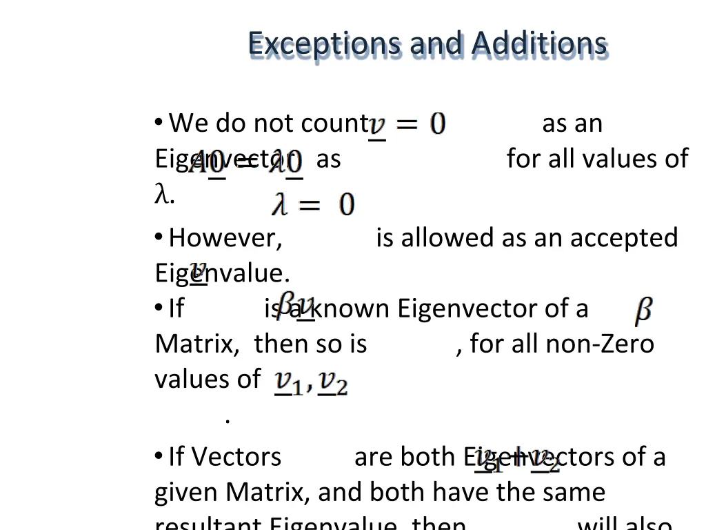 exceptions and additions