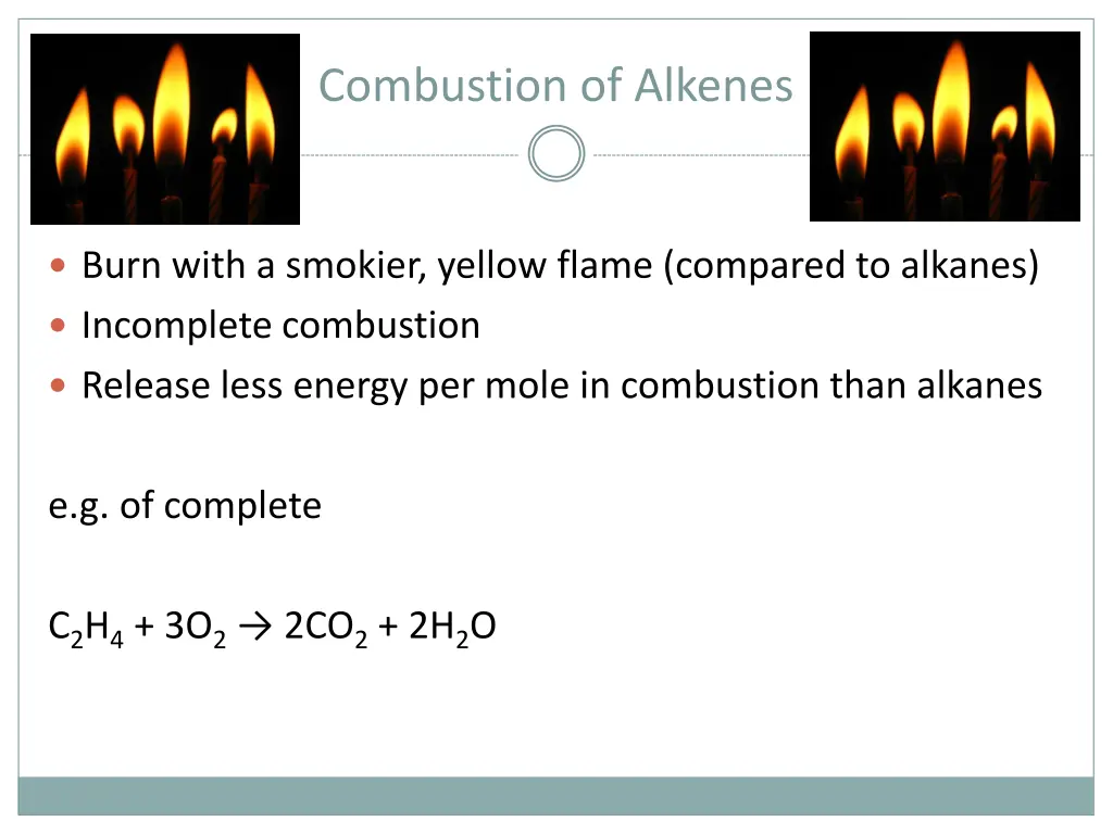 combustion of alkenes