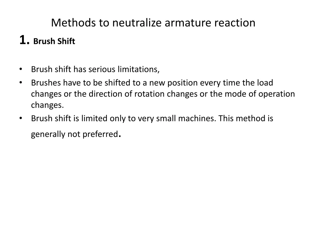 methods to neutralize armature reaction