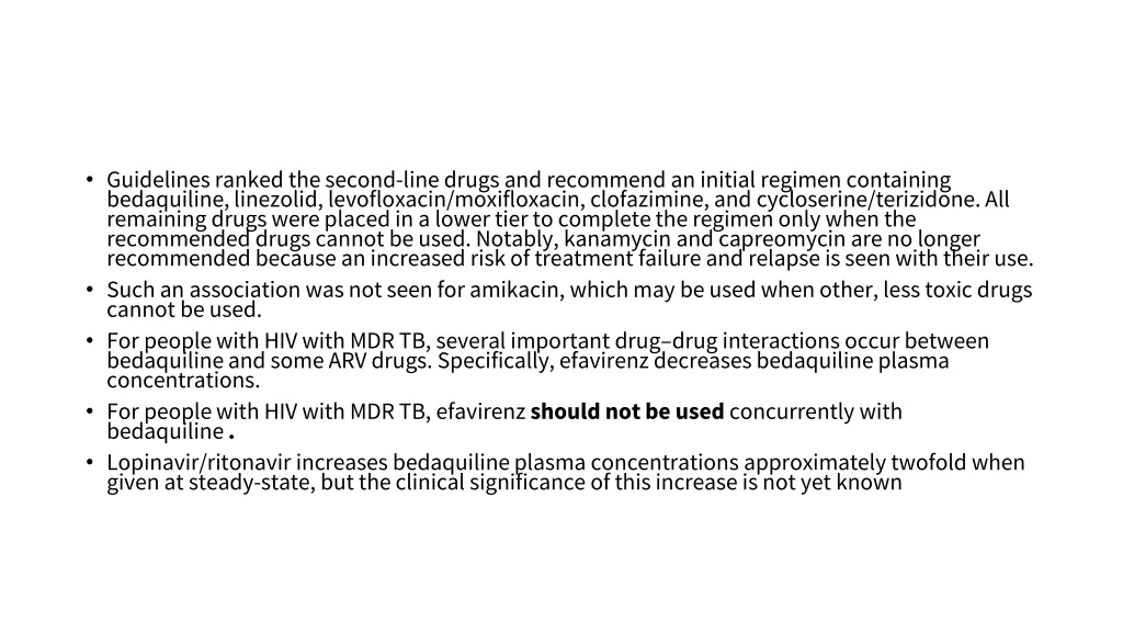 guidelines ranked the second line drugs