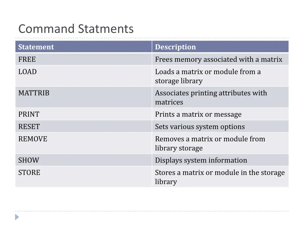 command statments