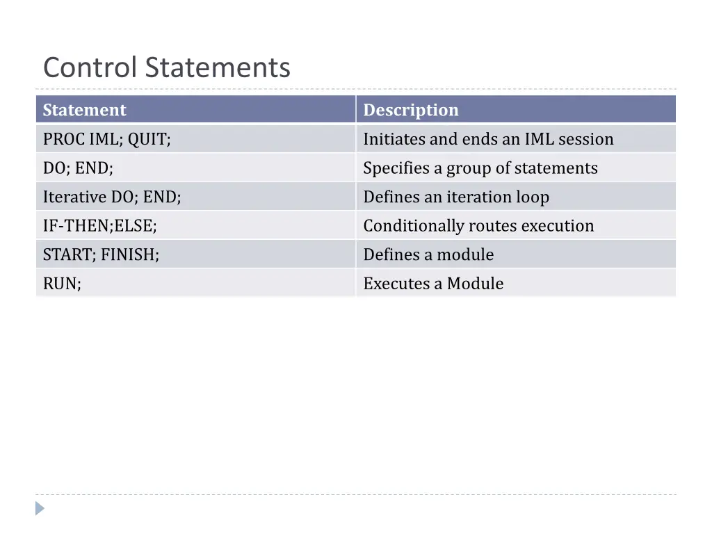 control statements