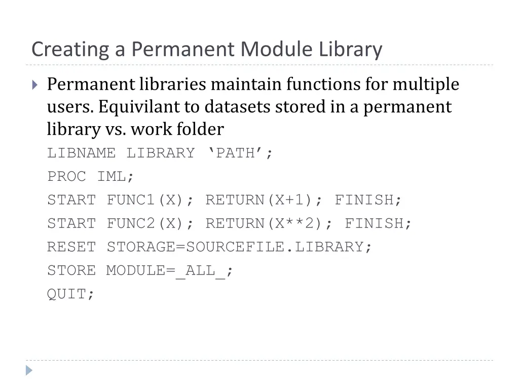 creating a permanent module library