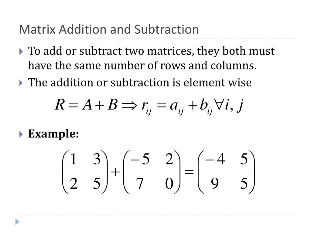 matrix addition and subtraction