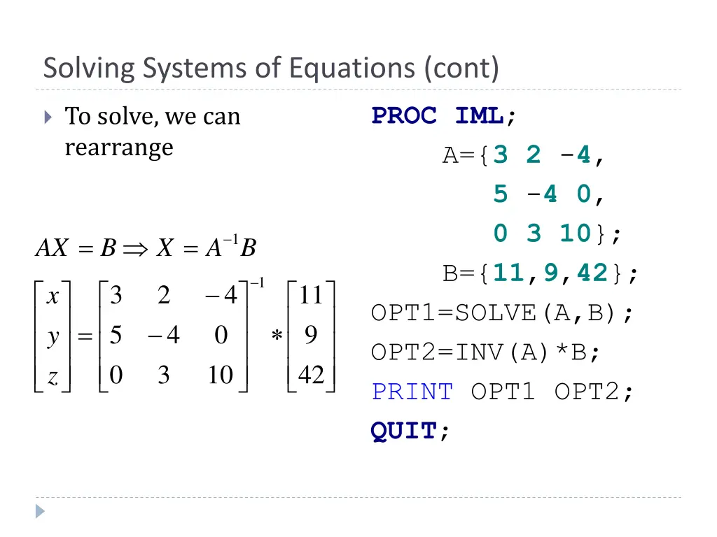solving systems of equations cont