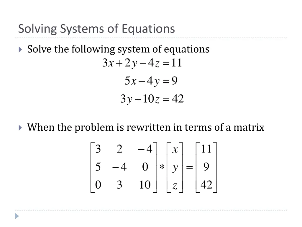 solving systems of equations