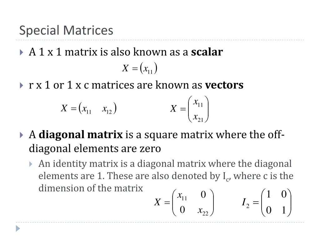 special matrices