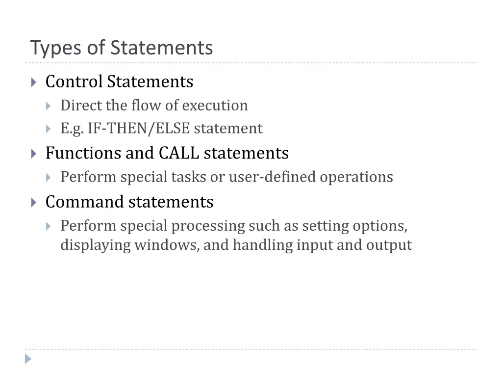 types of statements